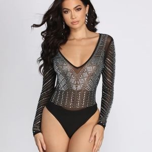 Windsor Rhinestone Bodysuit - Size Medium
